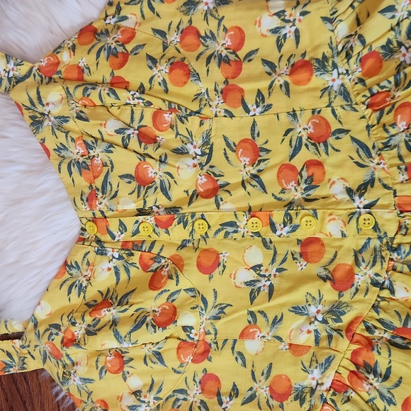 Wild Fable Orange Print Romper Shirred Bodice - Picture 2 of 5